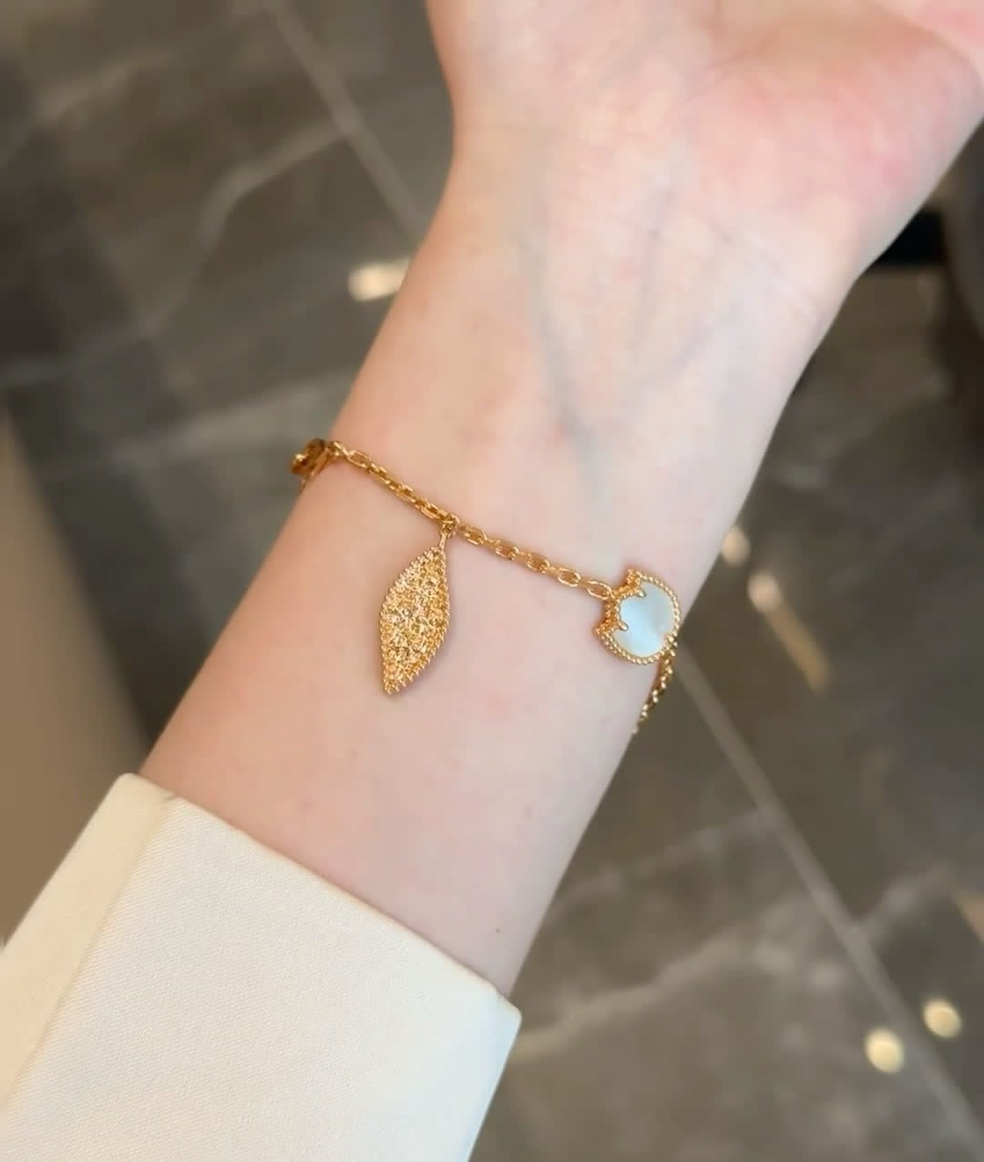 Van Cleef & Arpels Gold Tone Ladybug and Flower Earrings